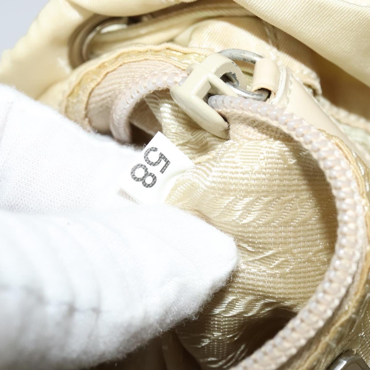 PRADA Backpack Nylon Beige Silver Auth 132544