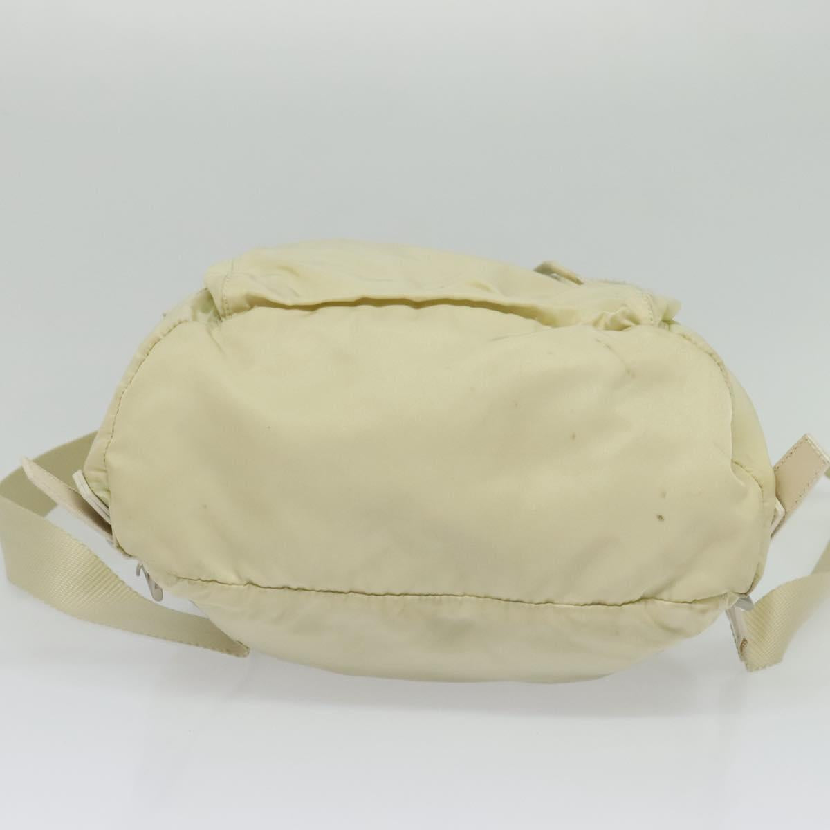 PRADA Backpack Nylon Beige Silver Auth 132544