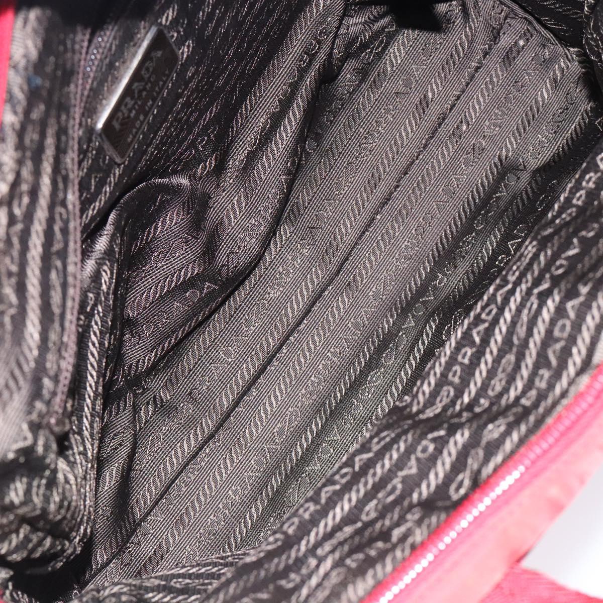 PRADA Hand Bag Nylon Red Silver Auth 132546