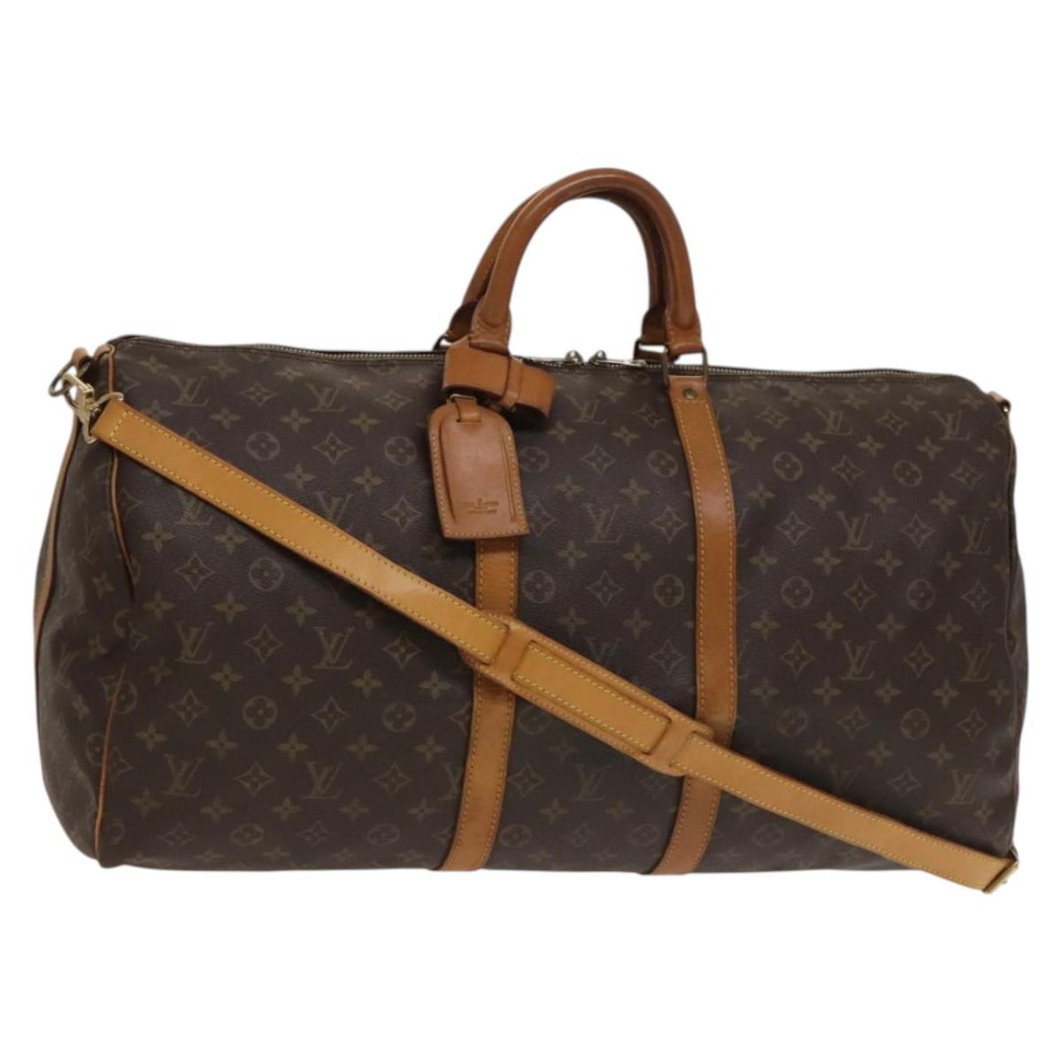 LOUIS VUITTON Monogram Keepall Bandouliere 55 Boston Bag M41414 LV Auth 132554