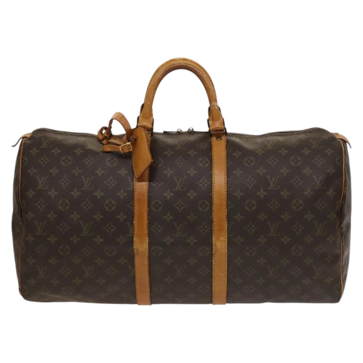 LOUIS VUITTON Monogram Keepall 55 Boston Bag M41424 LV Auth 132555