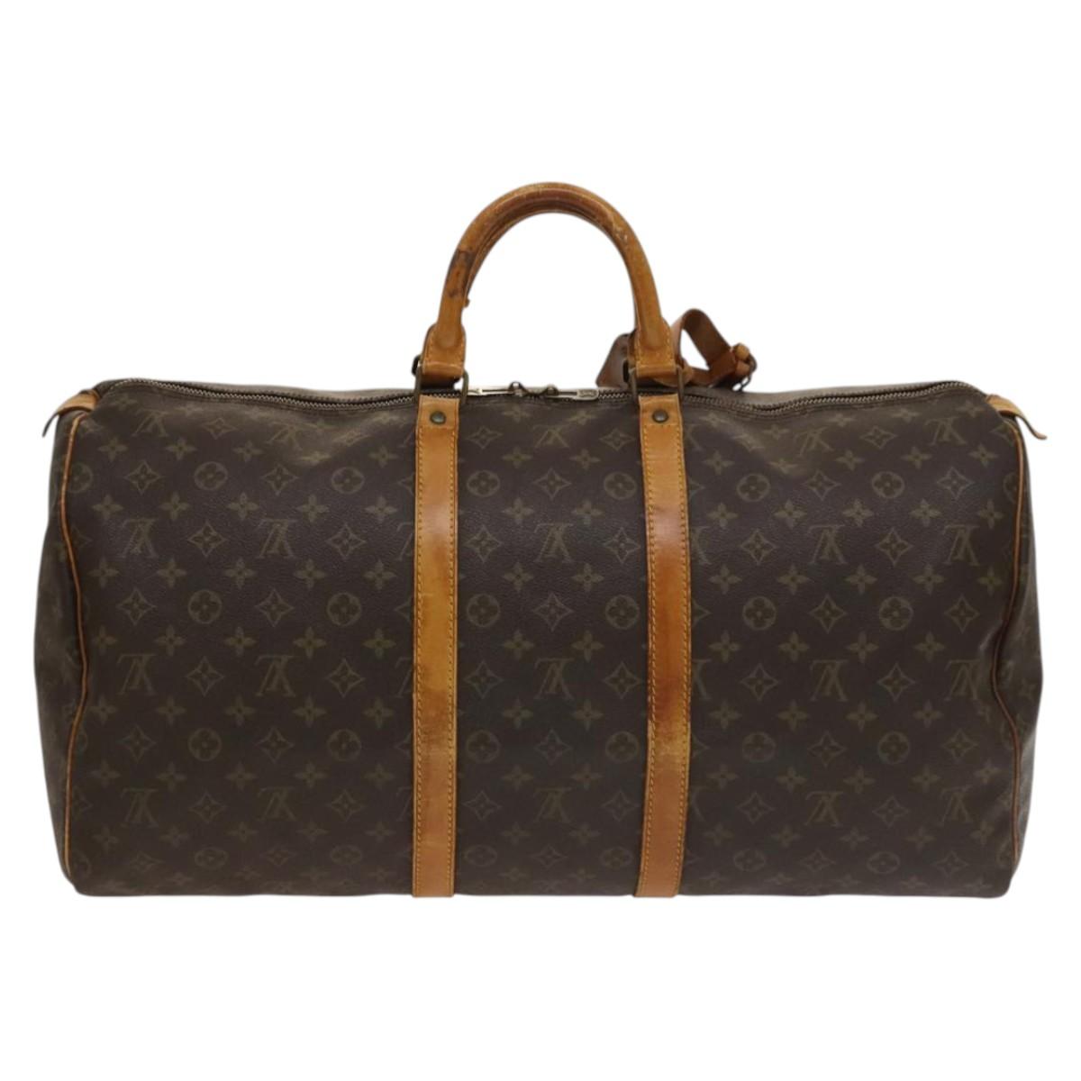 LOUIS VUITTON Monogram Keepall 55 Boston Bag M41424 LV Auth 132555