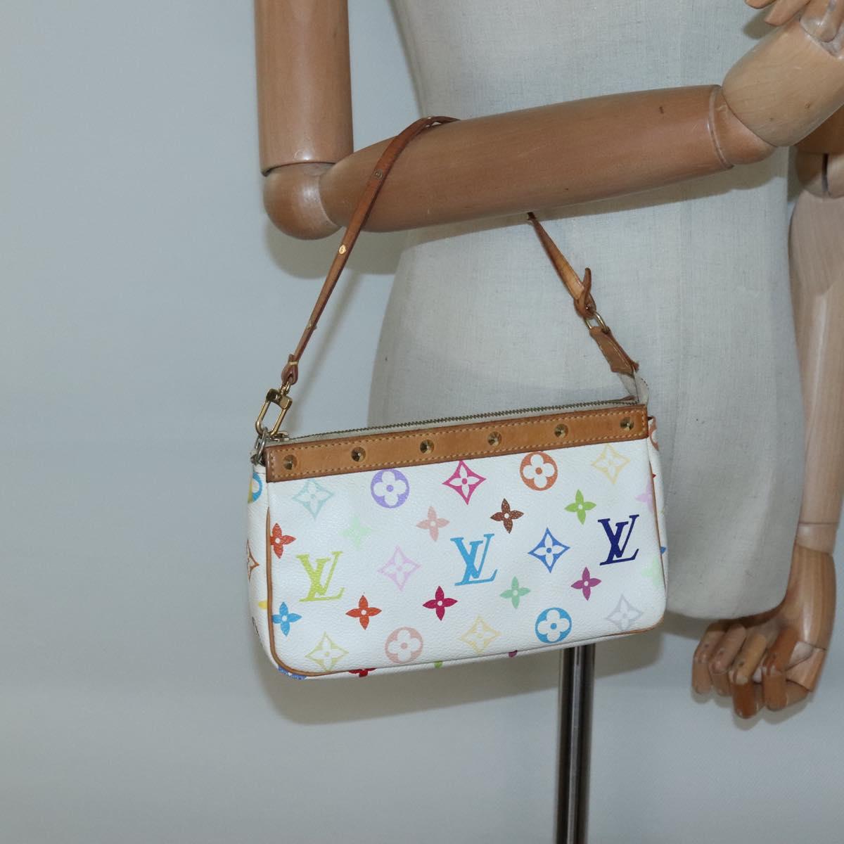 LOUIS VUITTON Monogram Multicolor Pochette Pouch White M92649 LV Auth 132557