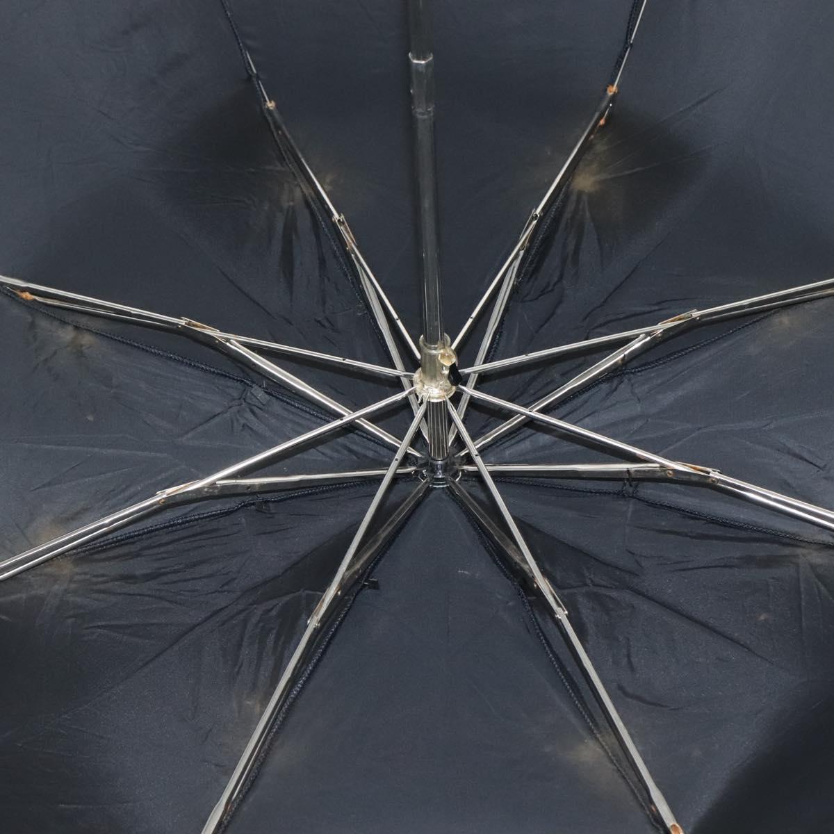 CHANEL Folding Umbrella & Umbrella case Nylon Black CC Auth 132558