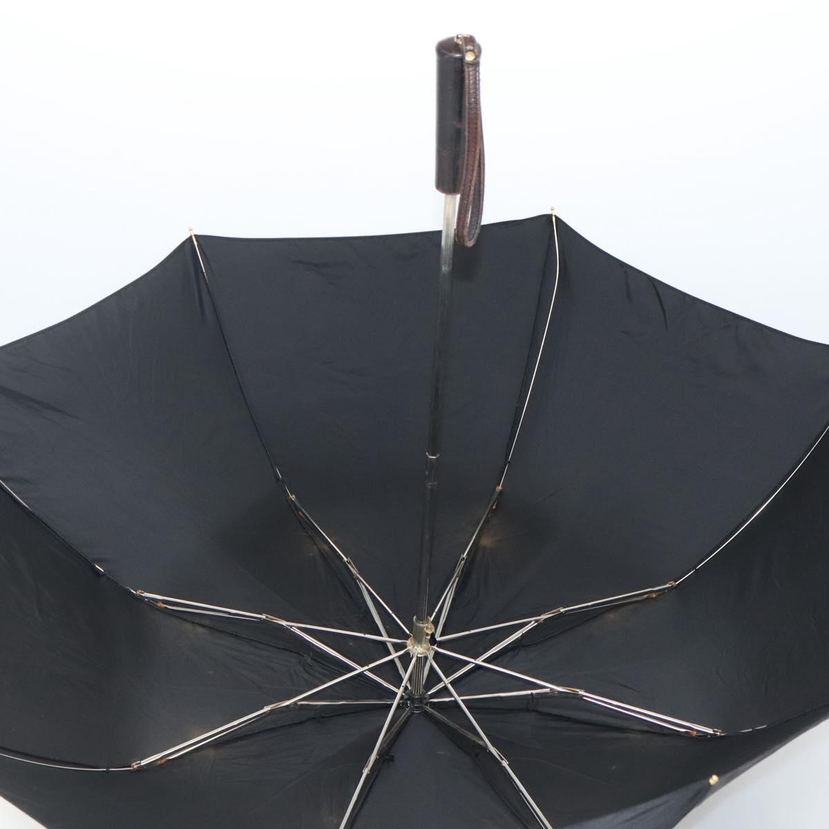 CHANEL Folding Umbrella & Umbrella case Nylon Black CC Auth 132558