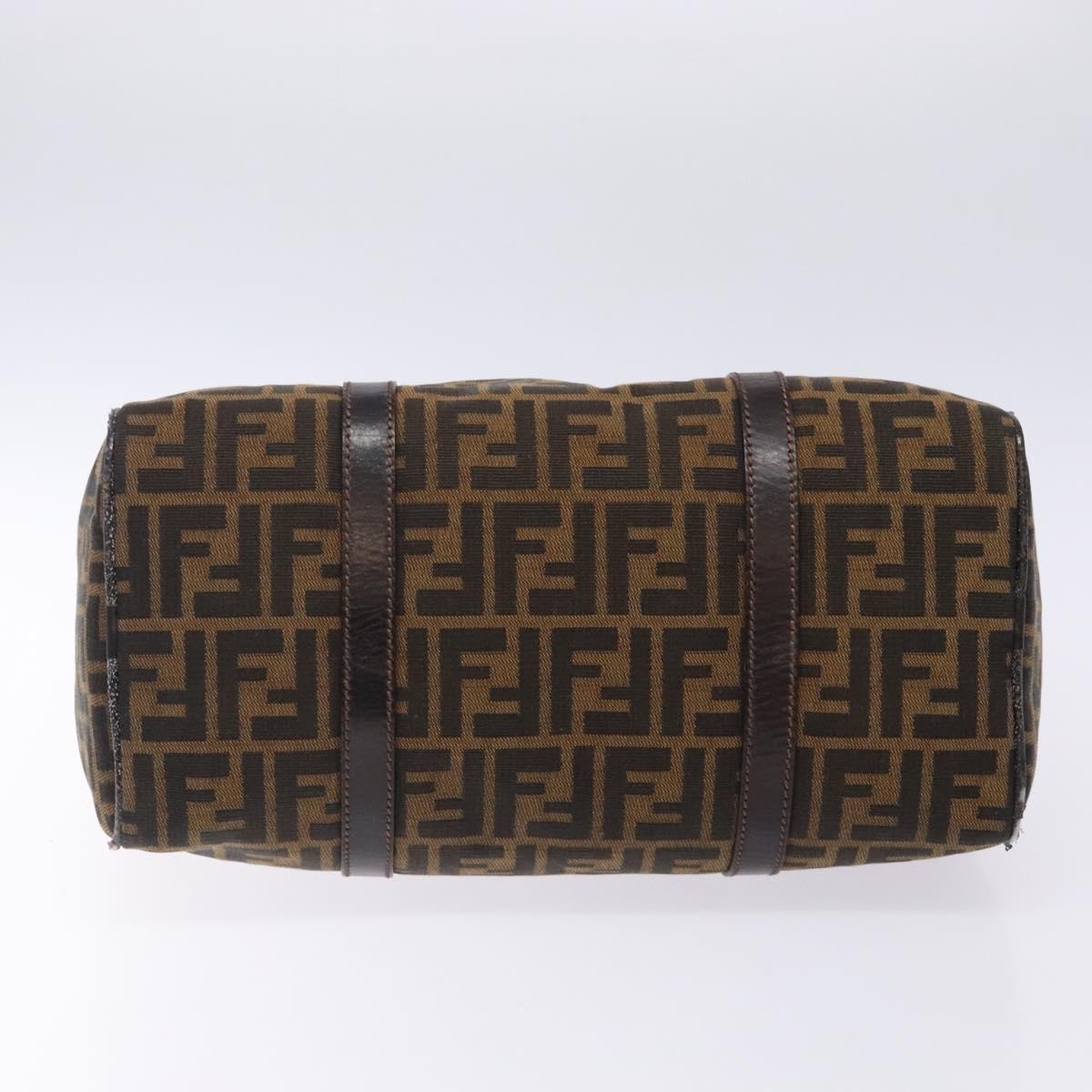 FENDI Zucca Canvas Hand Bag Brown Black gold Auth 132560