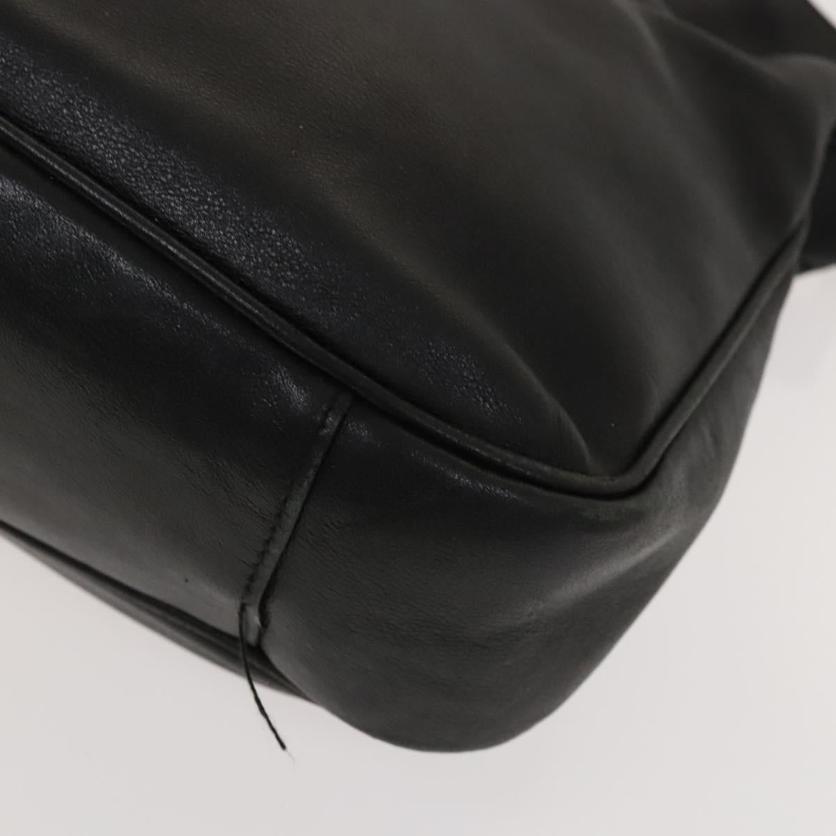GUCCI Bamboo Shoulder Bag Leather Black Gold 001 3444 1638 Auth 132566
