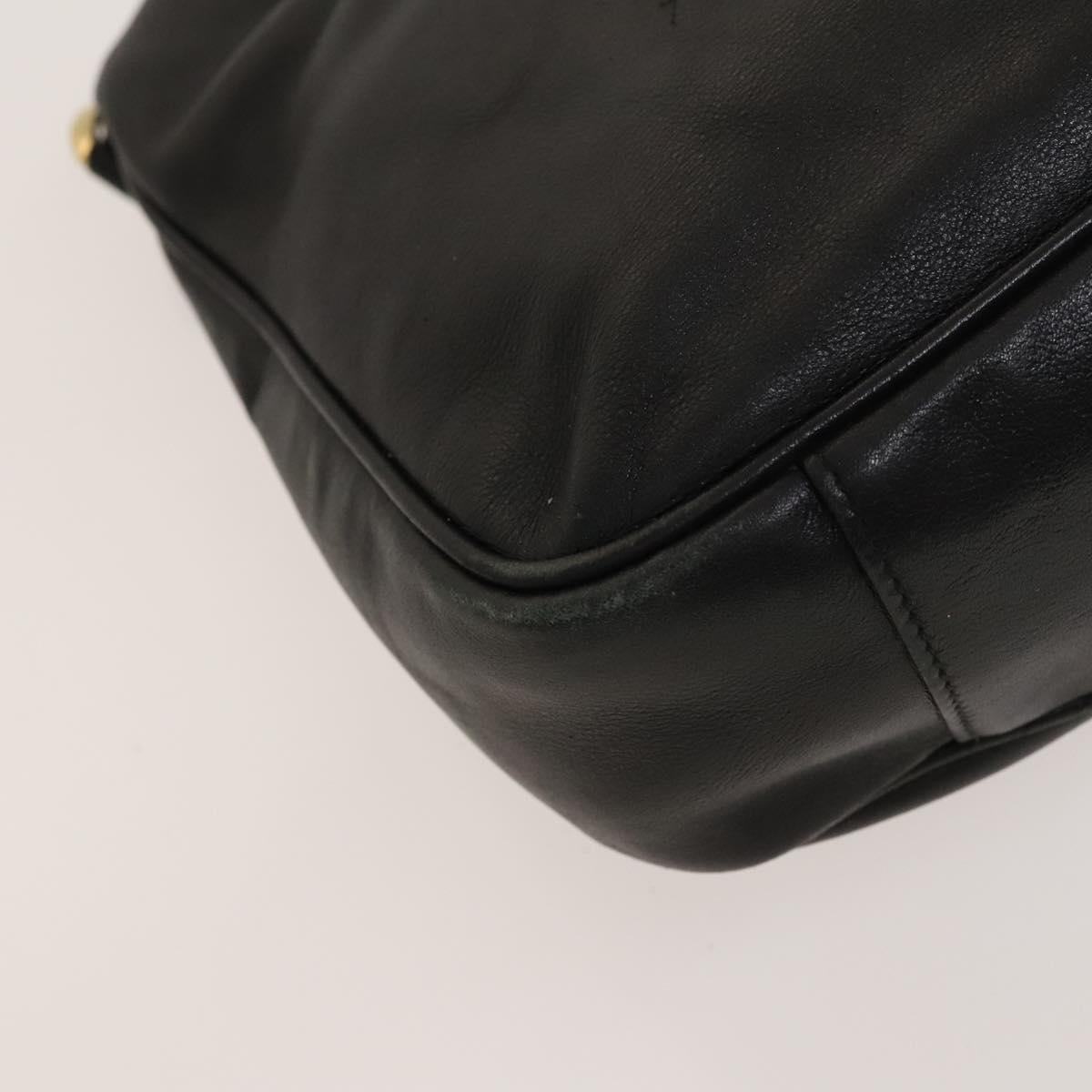 GUCCI Bamboo Shoulder Bag Leather Black Gold 001 3444 1638 Auth 132566