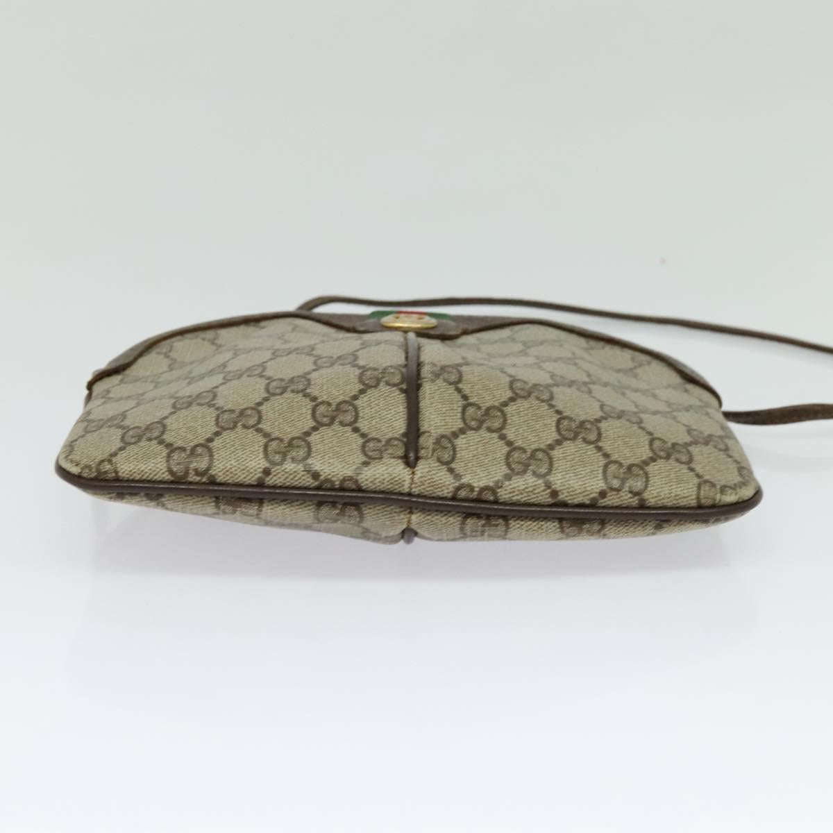 GUCCI GG Supreme Web Sherry Line Bag PVC Beige Gold 904 02 047 Auth 132567