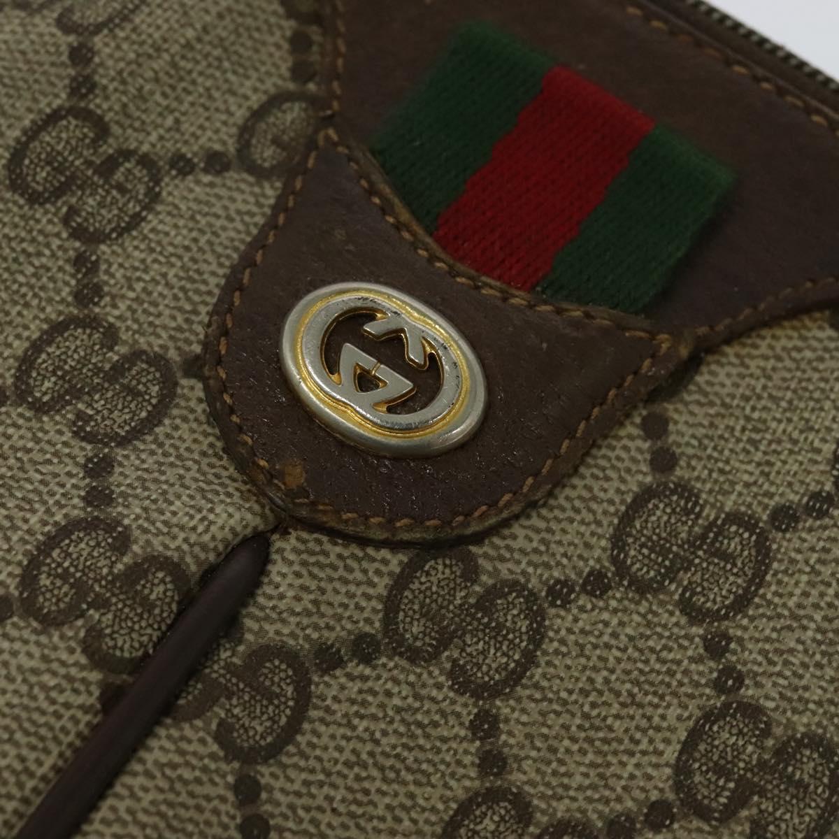 GUCCI GG Supreme Web Sherry Line Bag PVC Beige Gold 904 02 047 Auth 132567