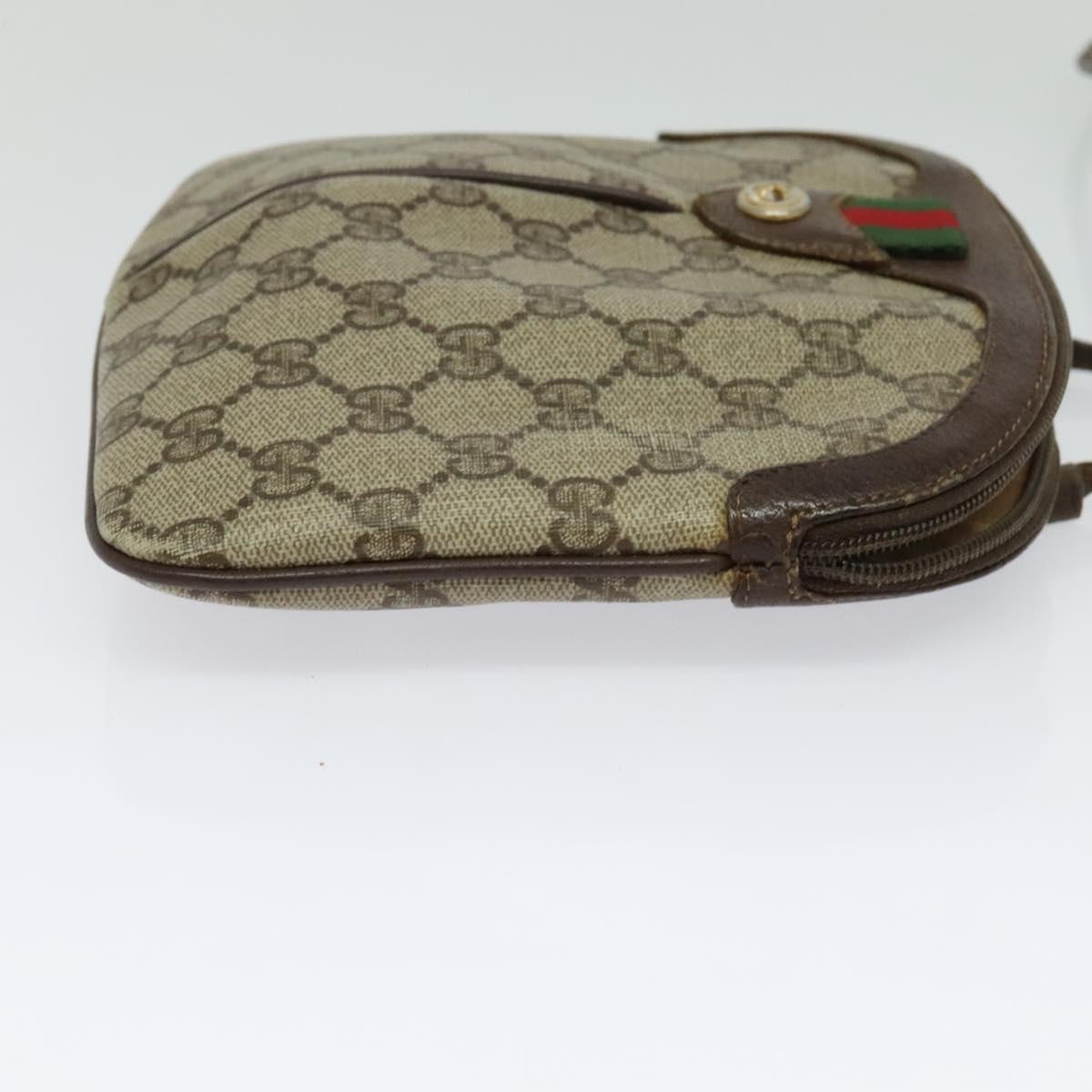 GUCCI GG Supreme Web Sherry Line Bag PVC Beige Gold 904 02 047 Auth 132567