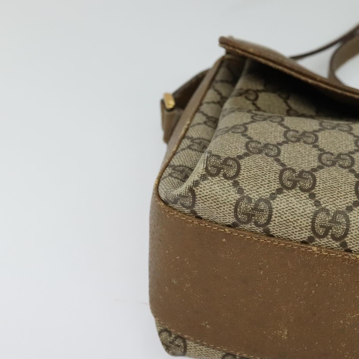 GUCCI GG Supreme Web Sherry Line Bag PVC Beige Gold 904 02 084 Auth 132568