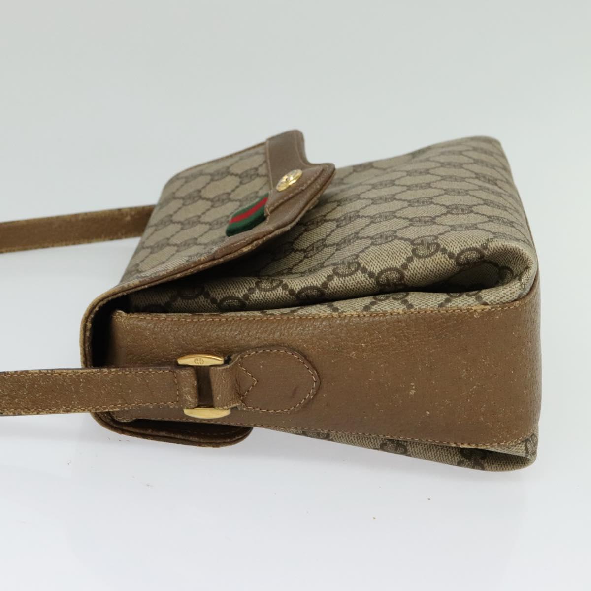 GUCCI GG Supreme Web Sherry Line Bag PVC Beige Gold 904 02 084 Auth 132568