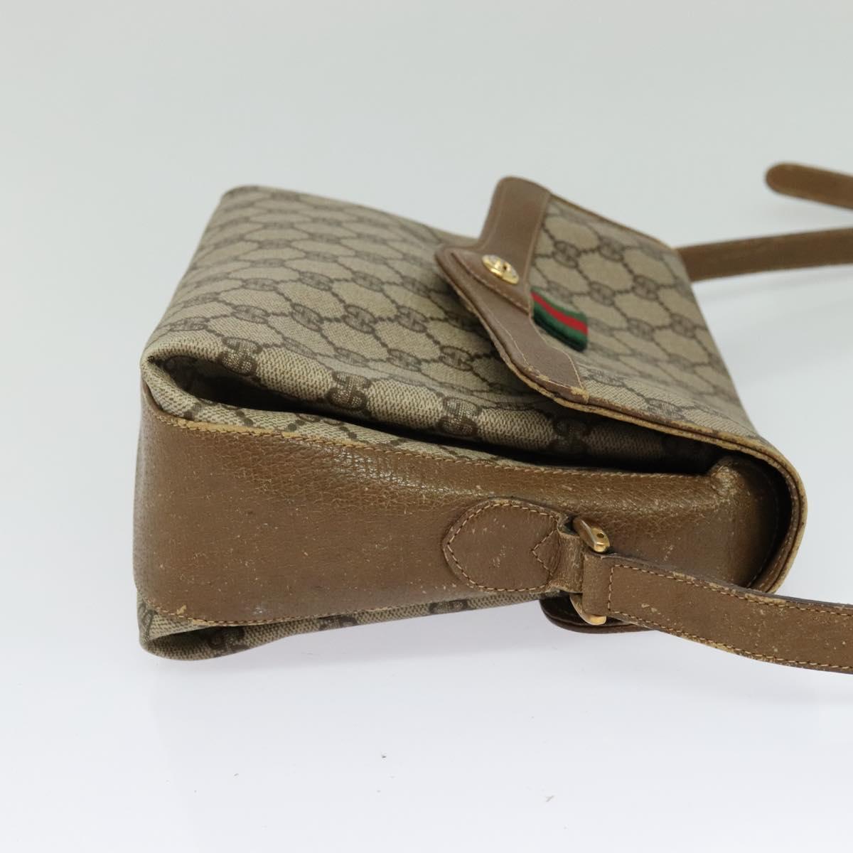 GUCCI GG Supreme Web Sherry Line Bag PVC Beige Gold 904 02 084 Auth 132568