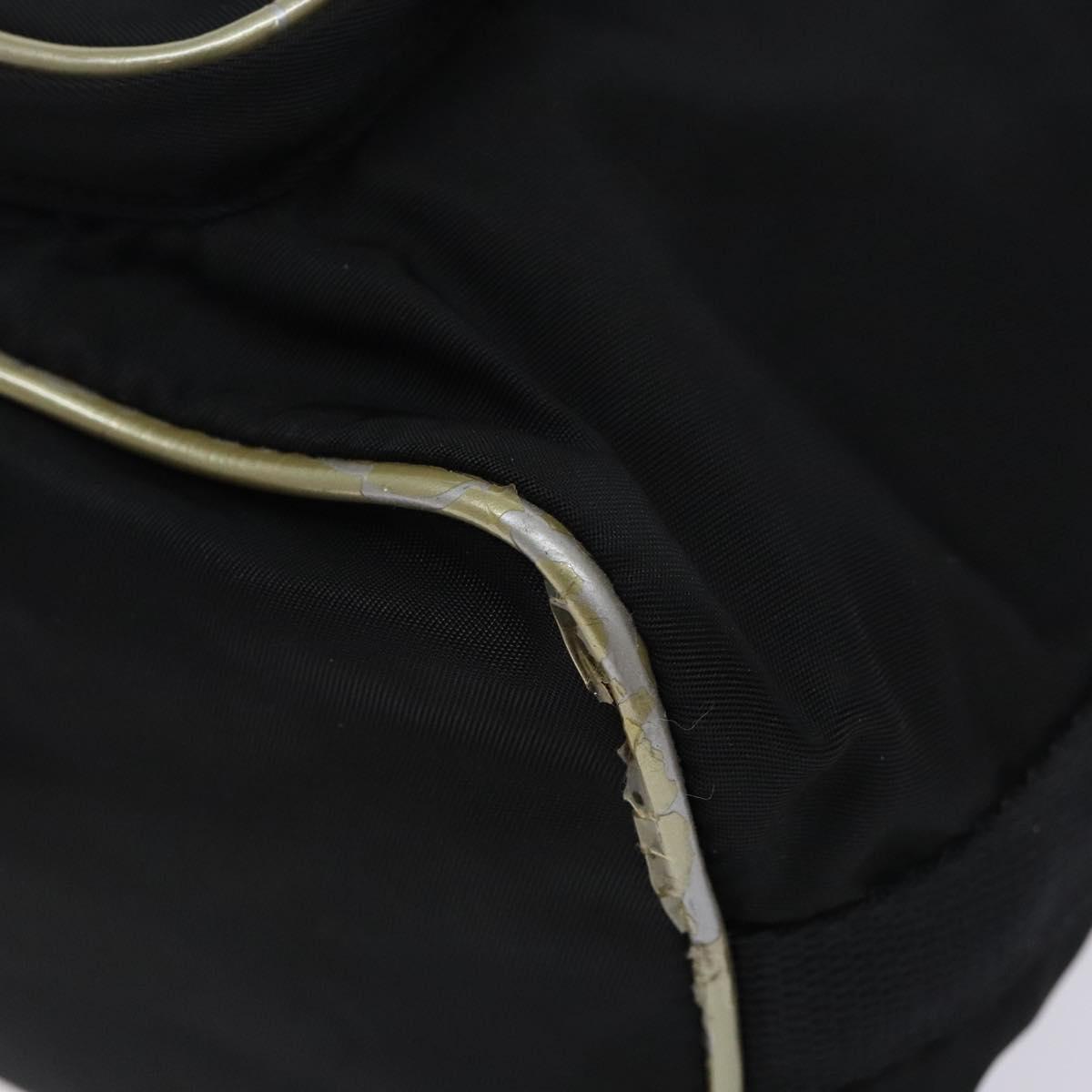 PRADA Hand Bag Nylon Black Silver Auth 132573