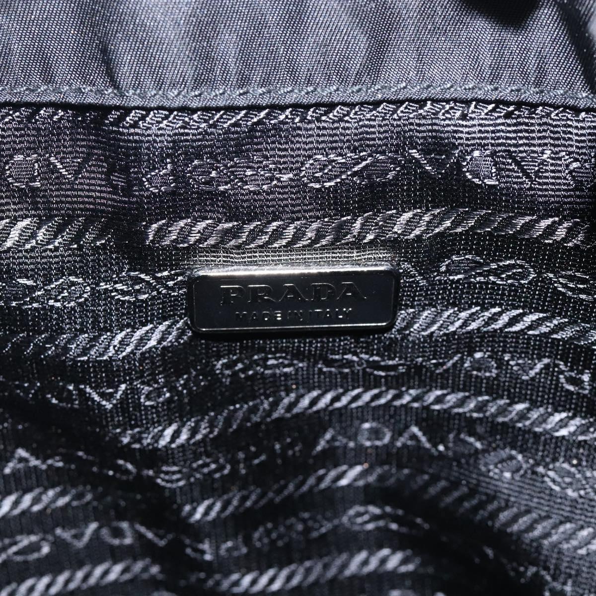 PRADA Hand Bag Nylon Black Silver Auth 132573