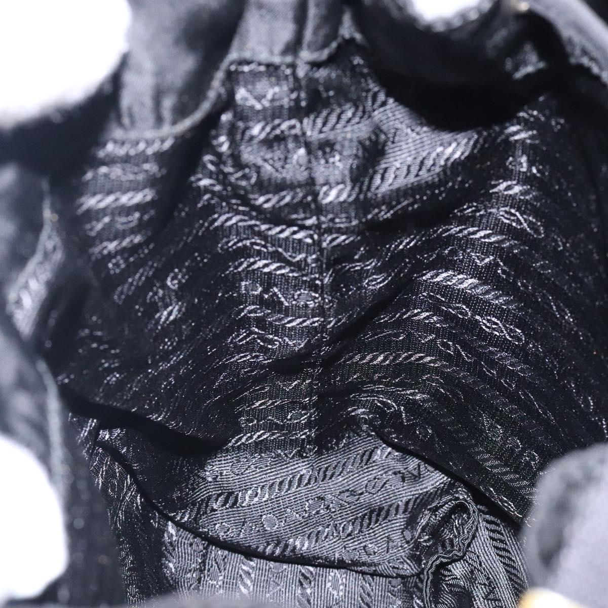 PRADA Hand Bag Nylon Black Silver Auth 132573