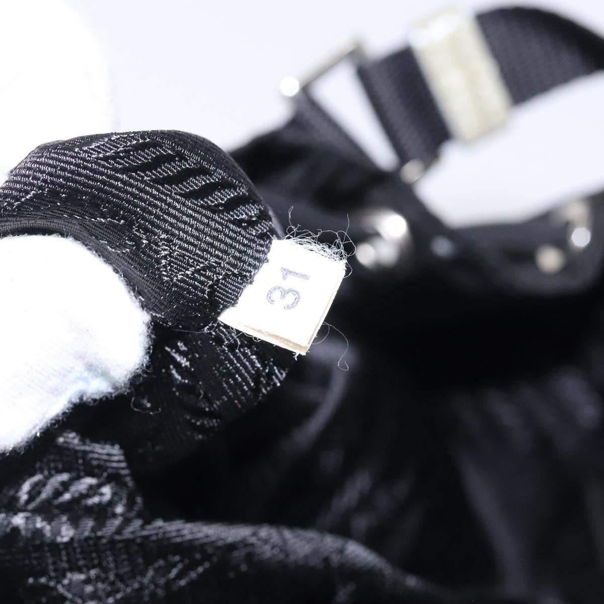 PRADA Hand Bag Nylon Black Silver Auth 132573