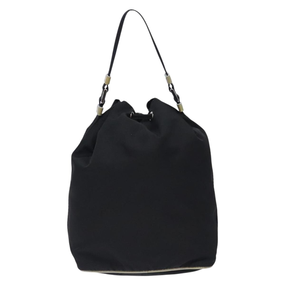 PRADA Hand Bag Nylon Black Silver Auth 132573