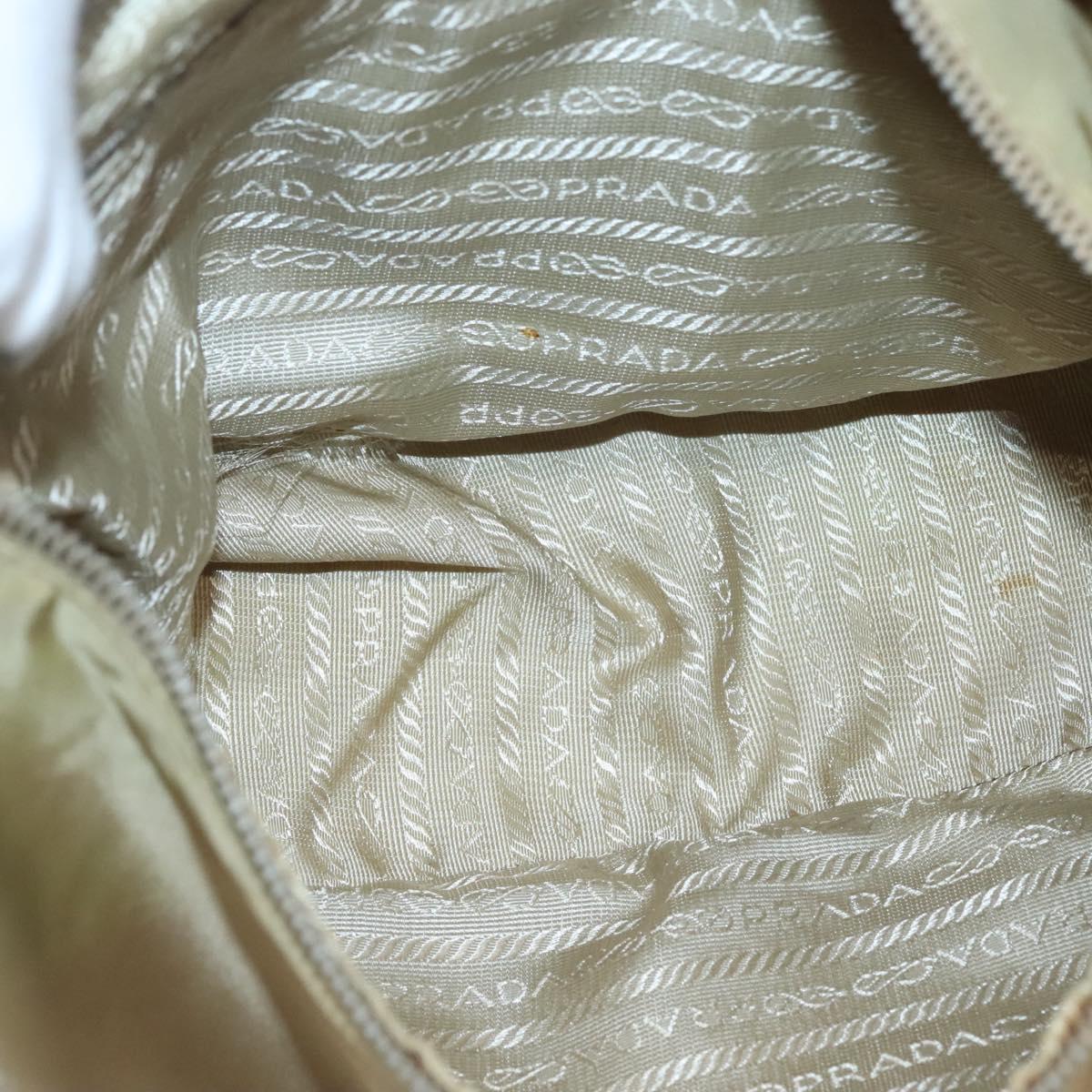 PRADA Shoulder Bag Nylon Leather Brown Silver Auth 132575