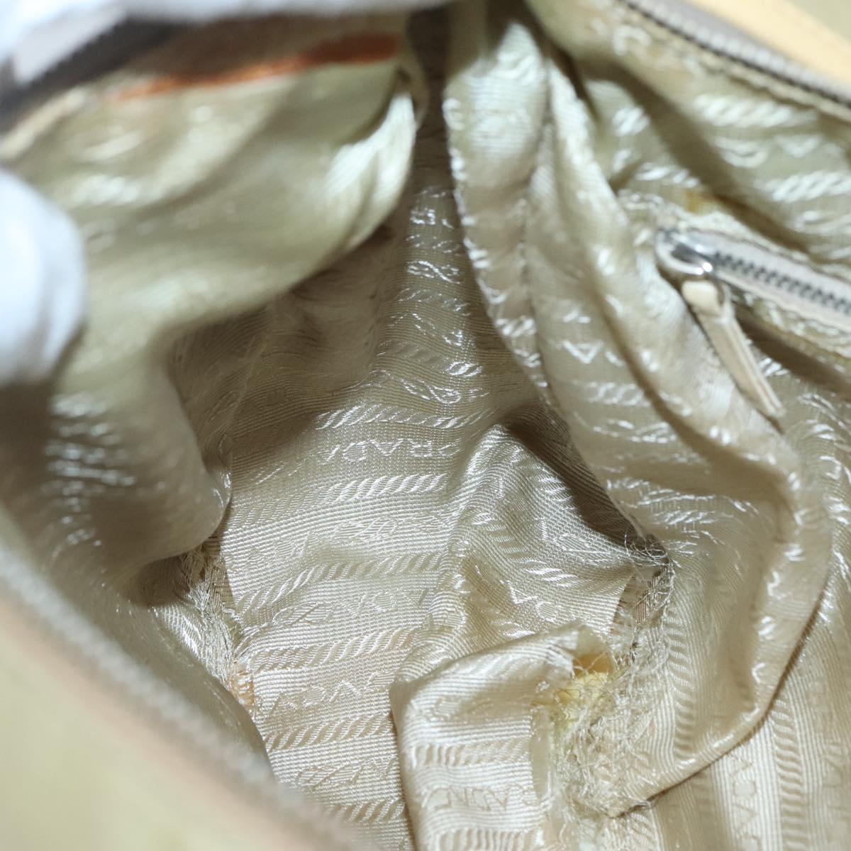 PRADA Shoulder Bag Nylon Leather Brown Silver Auth 132575