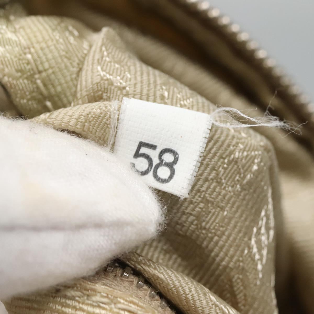 PRADA Shoulder Bag Nylon Leather Brown Silver Auth 132575