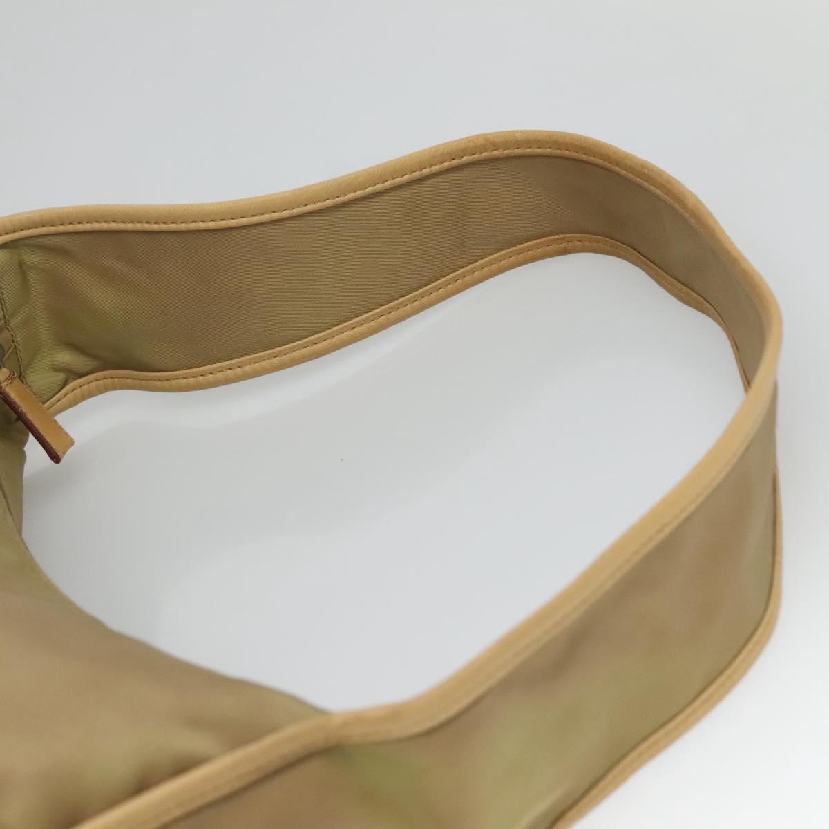 PRADA Shoulder Bag Nylon Leather Brown Silver Auth 132575