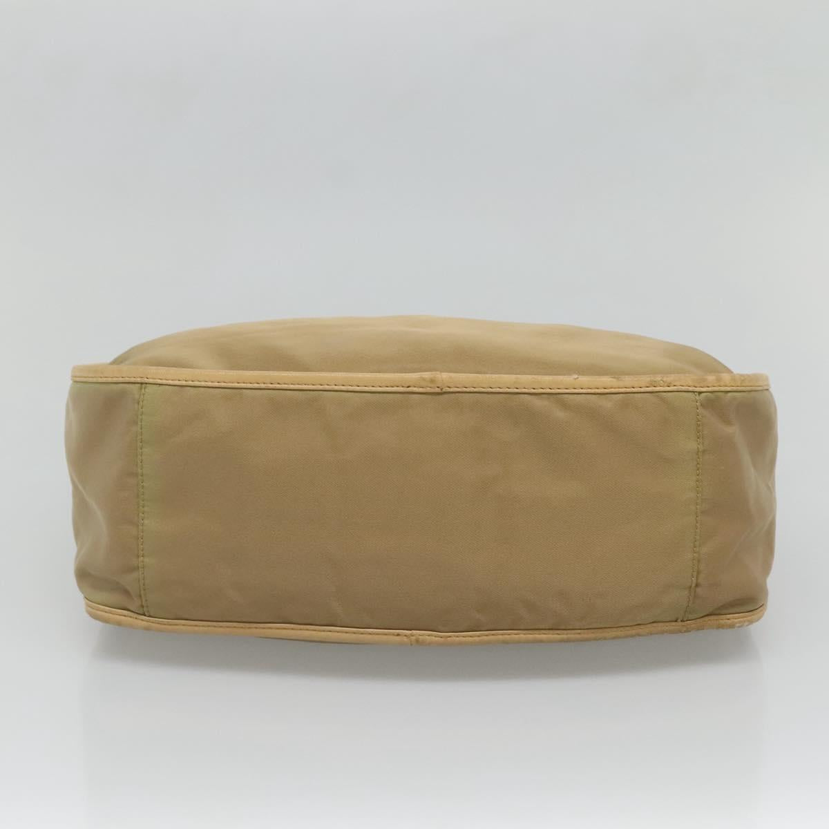 PRADA Shoulder Bag Nylon Leather Brown Silver Auth 132575