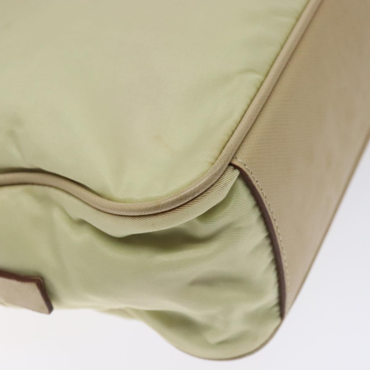 PRADA Hand Bag Nylon Beige Gold Auth 132576