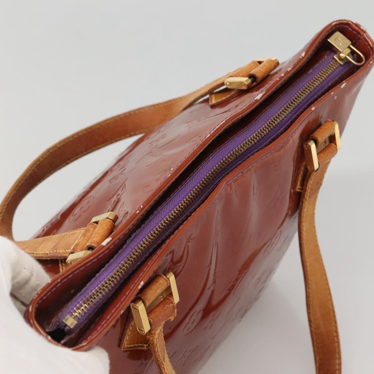 LOUIS VUITTON Monogram Vernis Houston Hand Bag Purple Viole M91093 Auth 132579