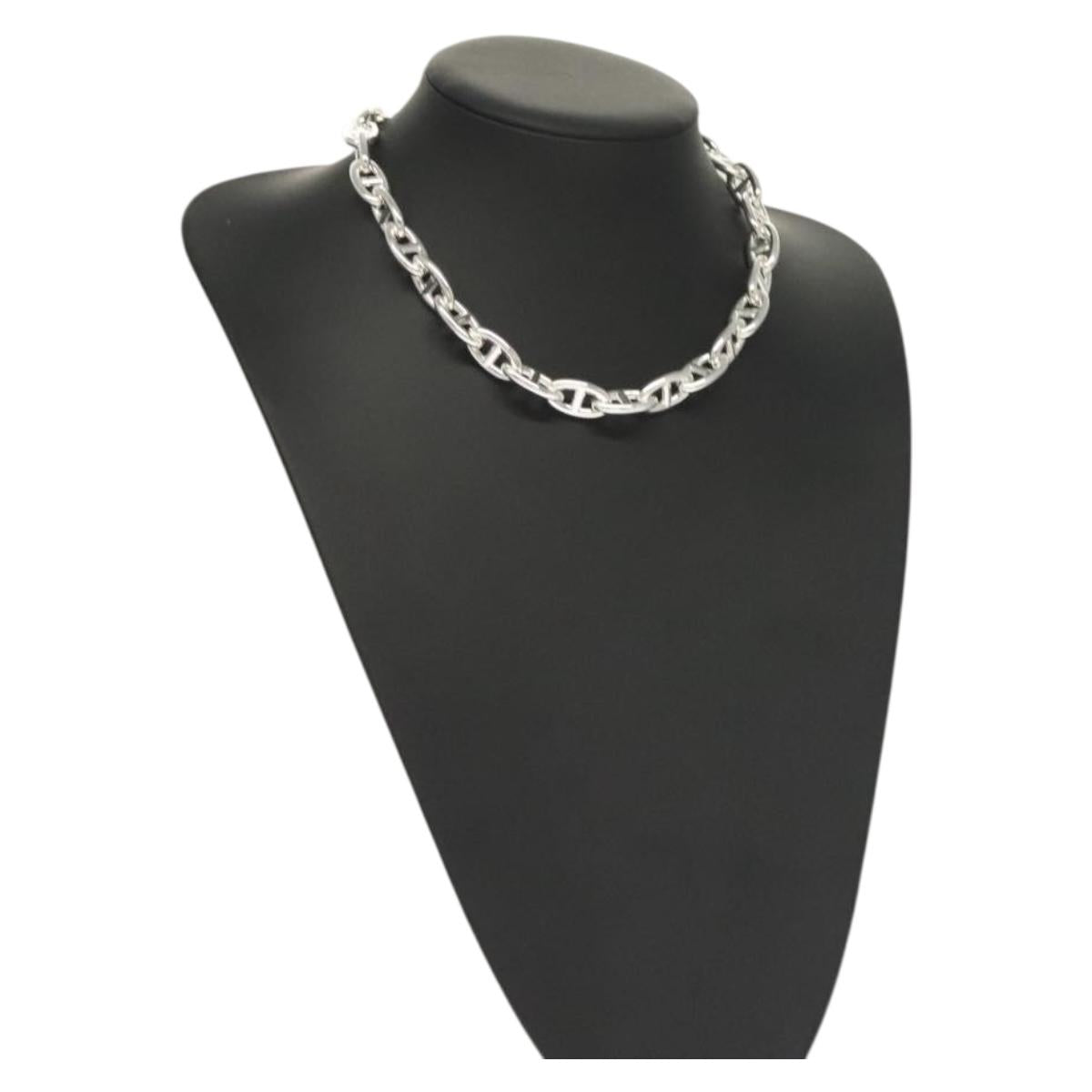 HERMES Chaine d'Ancre GM Necklace Ag925 29 Links Silver Auth 132620M