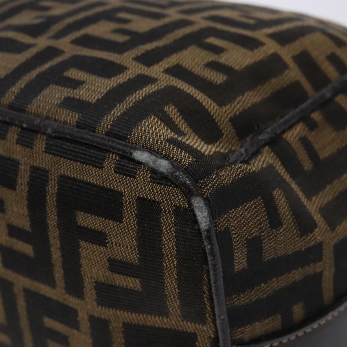 FENDI Zucca Canvas Hand Bag Black Brown Auth 132626
