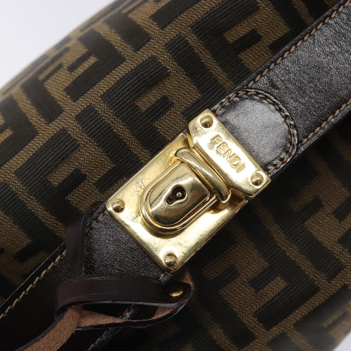 FENDI Zucca Canvas Hand Bag Black Brown Auth 132626
