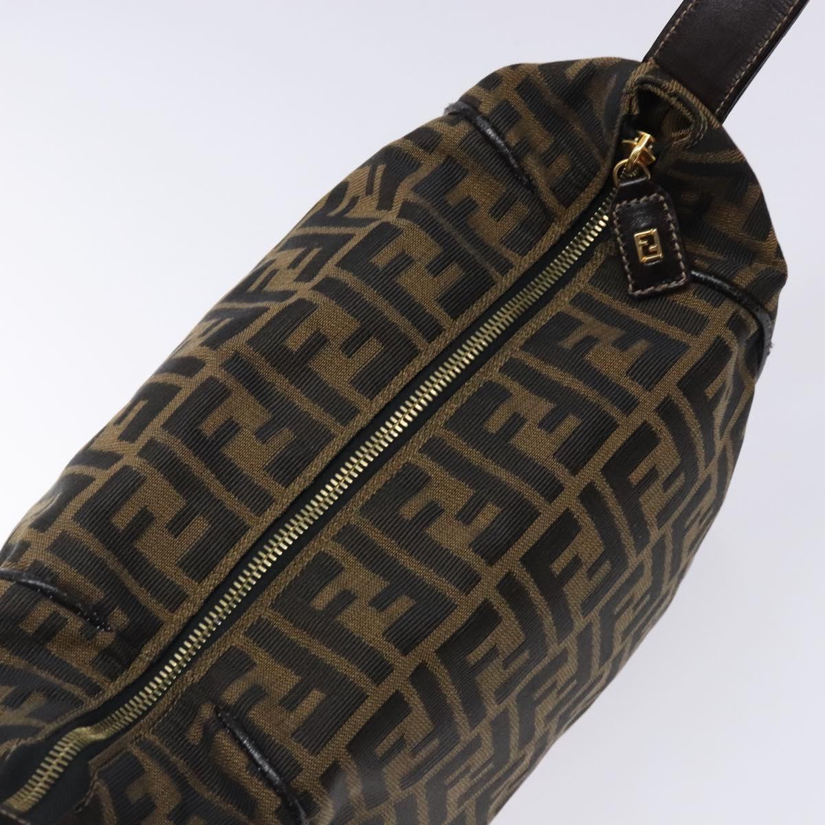 FENDI Zucca Canvas Hand Bag Black Brown Auth 132626