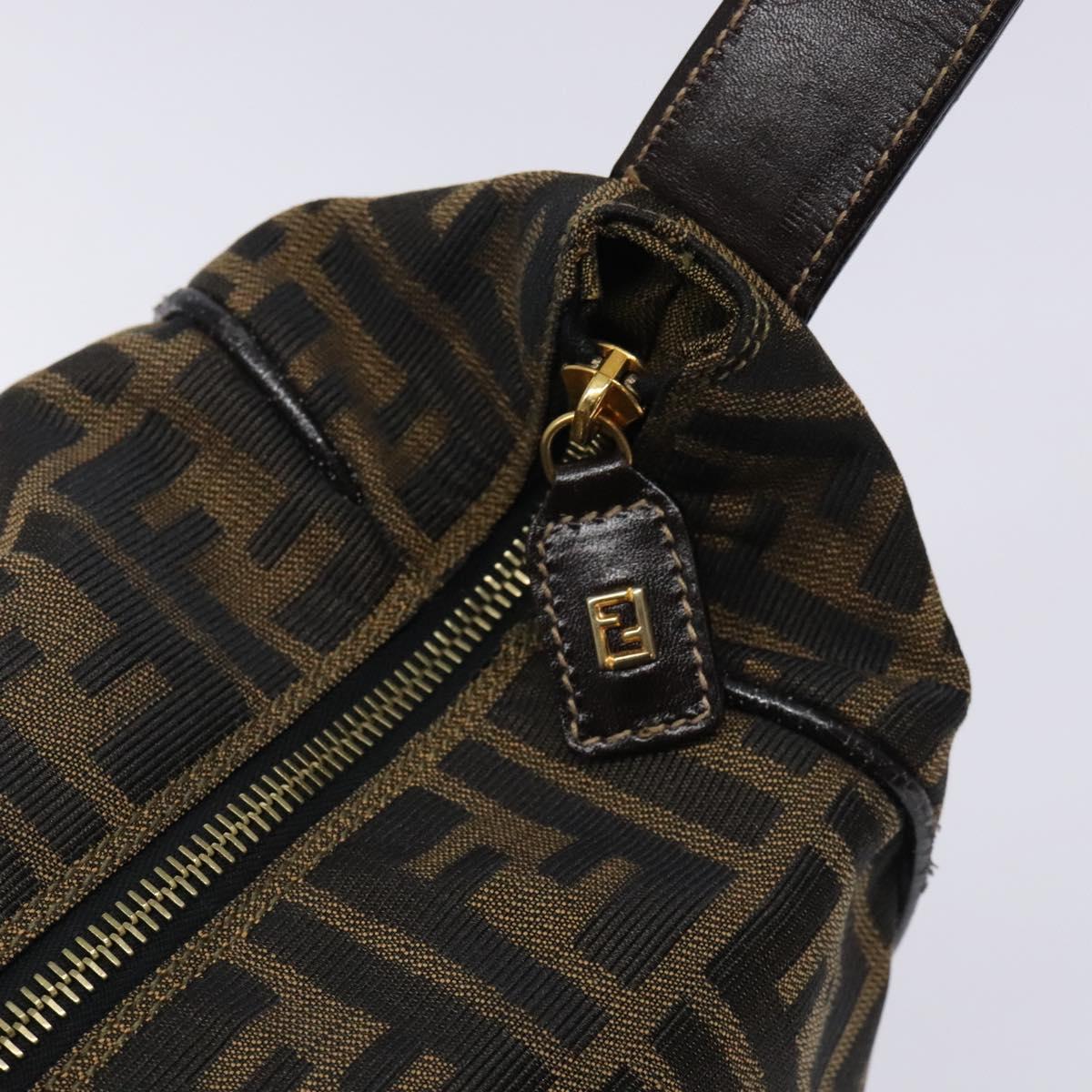 FENDI Zucca Canvas Hand Bag Black Brown Auth 132626