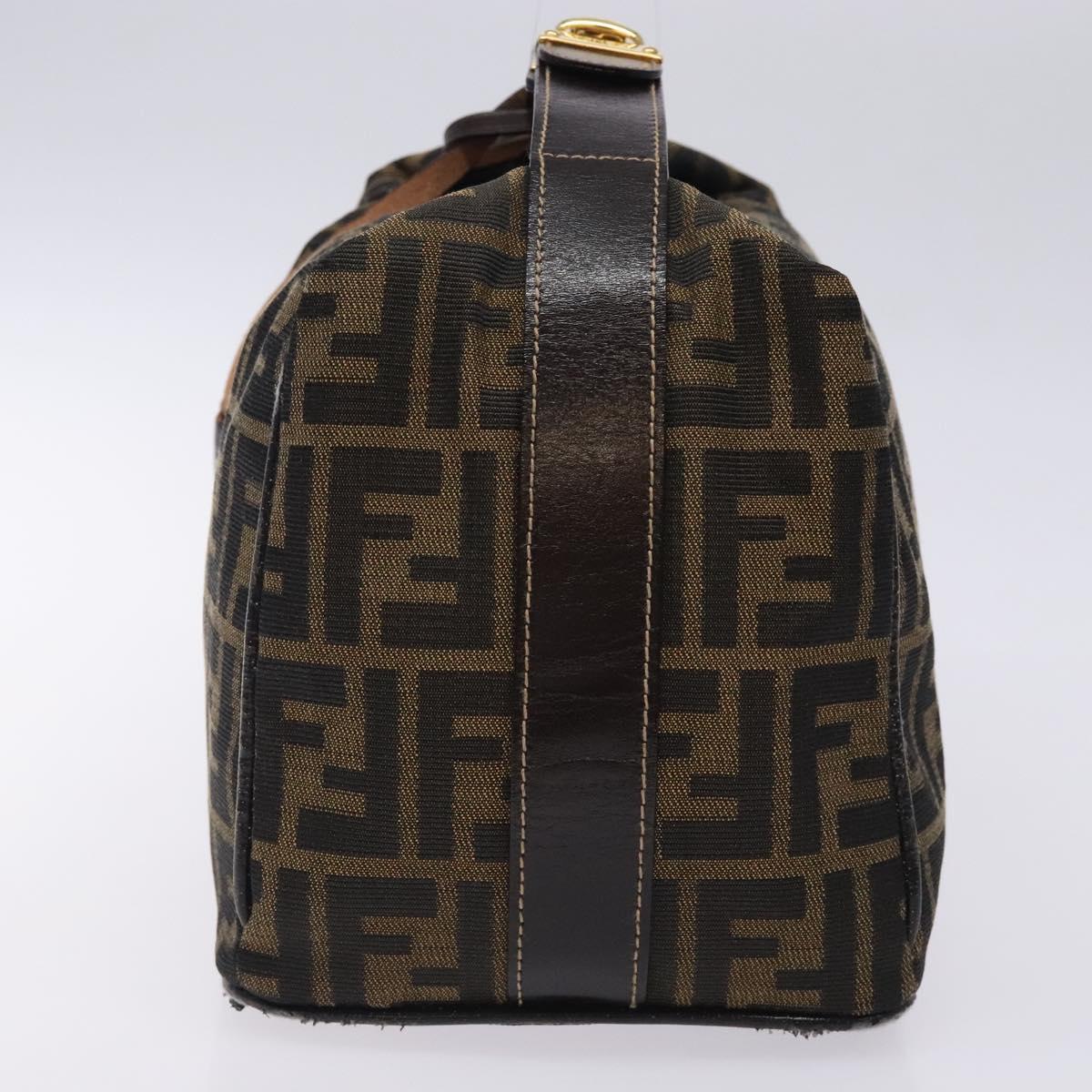 FENDI Zucca Canvas Hand Bag Black Brown Auth 132626