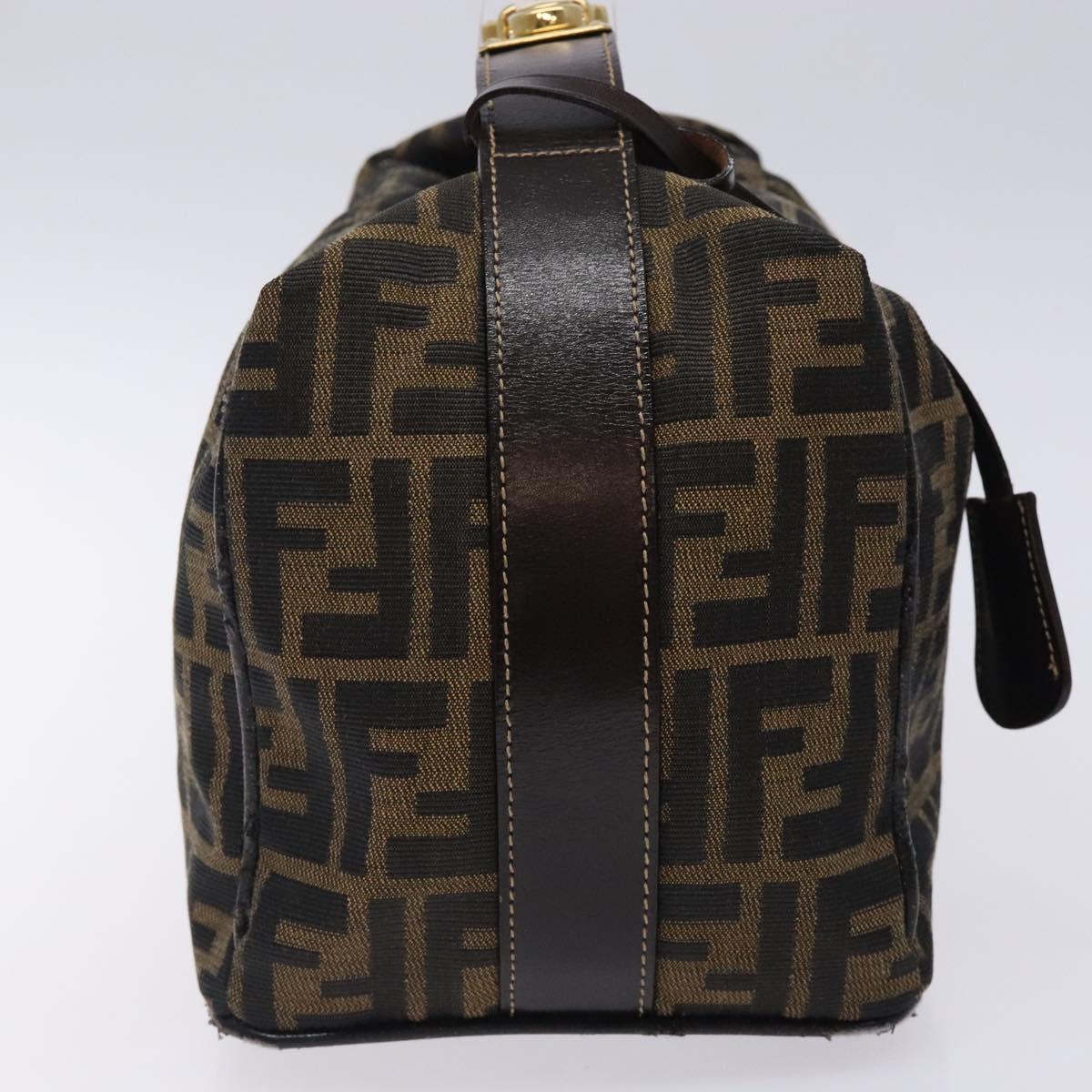 FENDI Zucca Canvas Hand Bag Black Brown Auth 132626