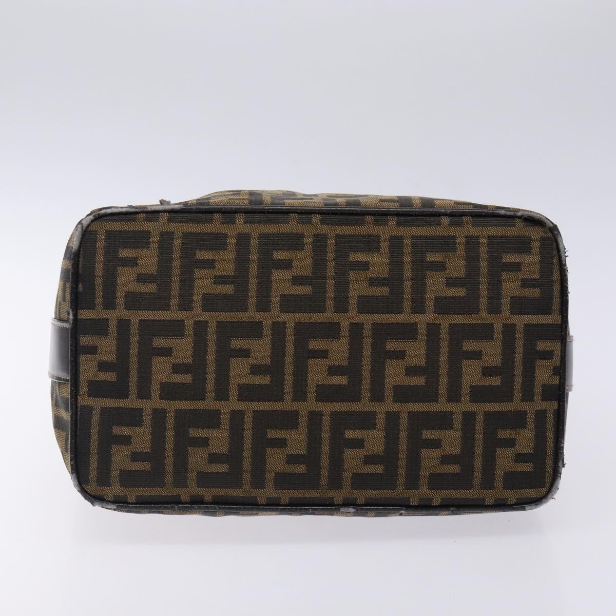 FENDI Zucca Canvas Hand Bag Black Brown Auth 132626