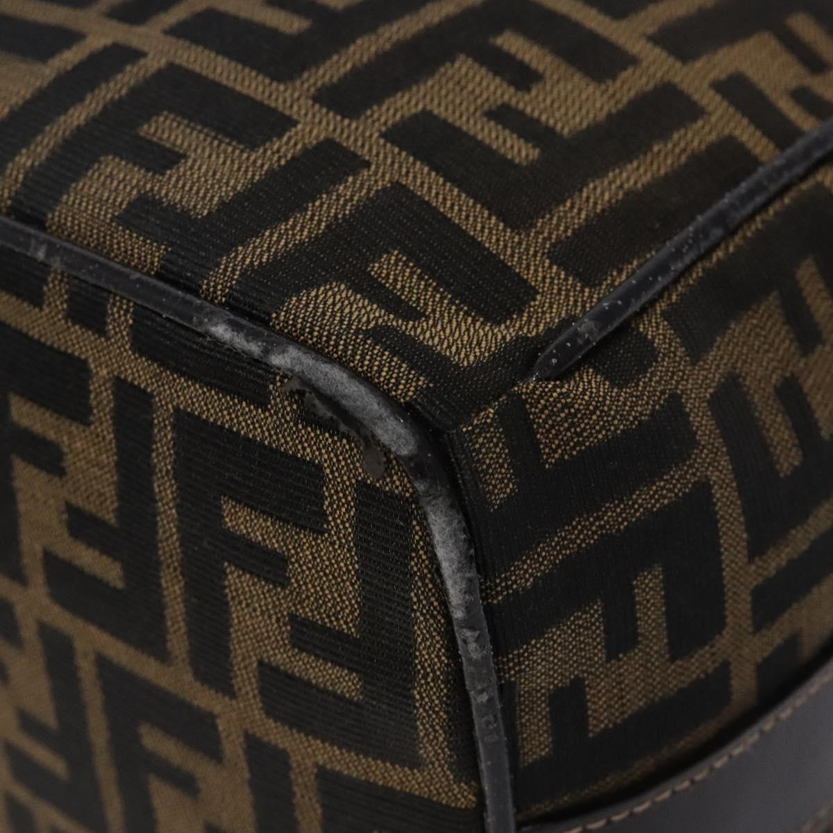 FENDI Zucca Canvas Hand Bag Black Brown Auth 132626