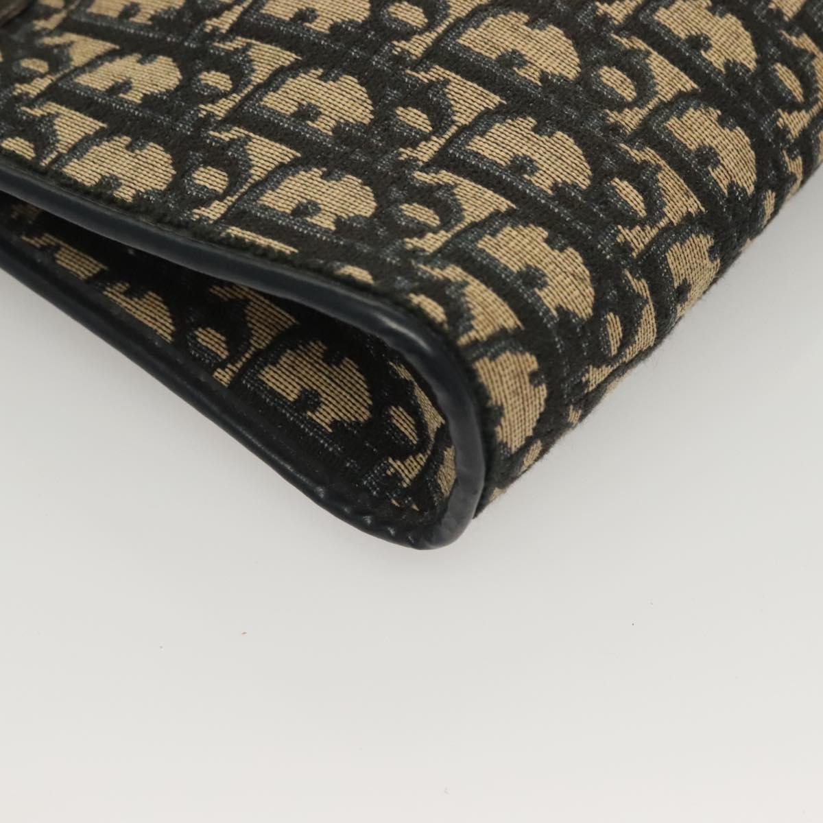 Christian Dior Trotter Canvas Shoulder Bag Navy Gold Auth 132631