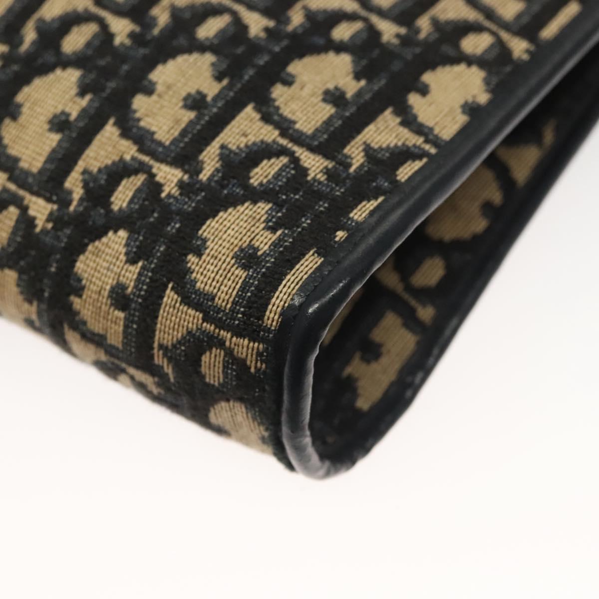 Christian Dior Trotter Canvas Shoulder Bag Navy Gold Auth 132631