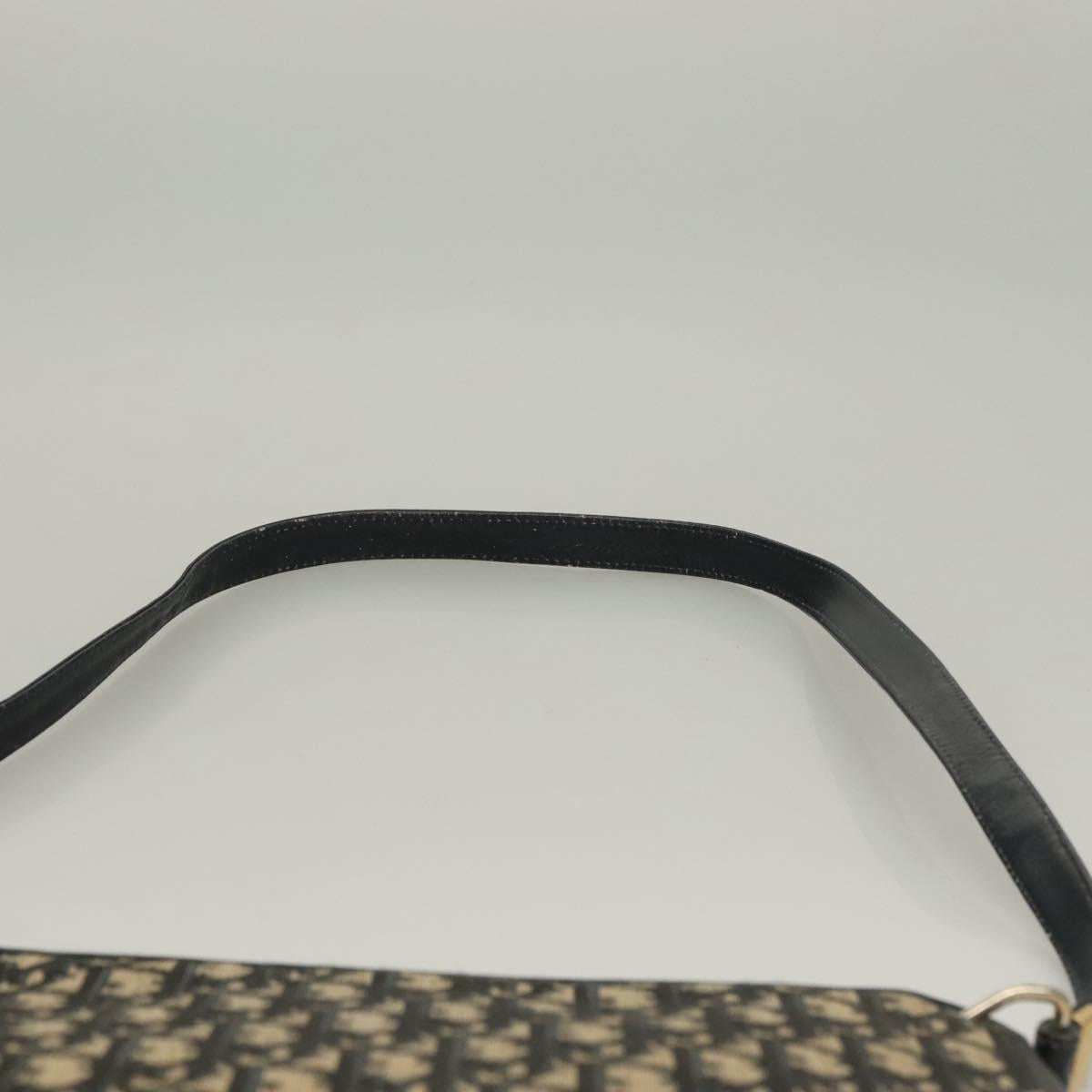 Christian Dior Trotter Canvas Shoulder Bag Navy Gold Auth 132631