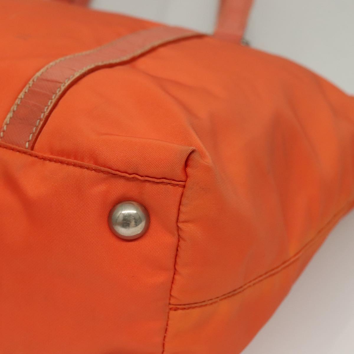 PRADA Tote Bag Nylon Orange Silver Auth 132636