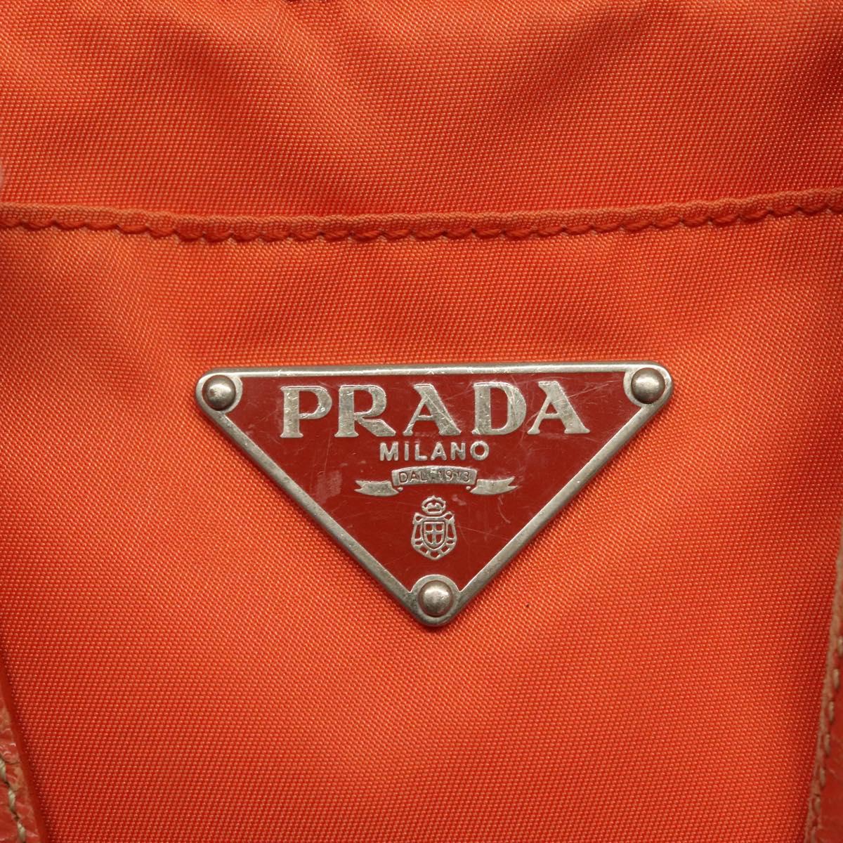 PRADA Tote Bag Nylon Orange Silver Auth 132636