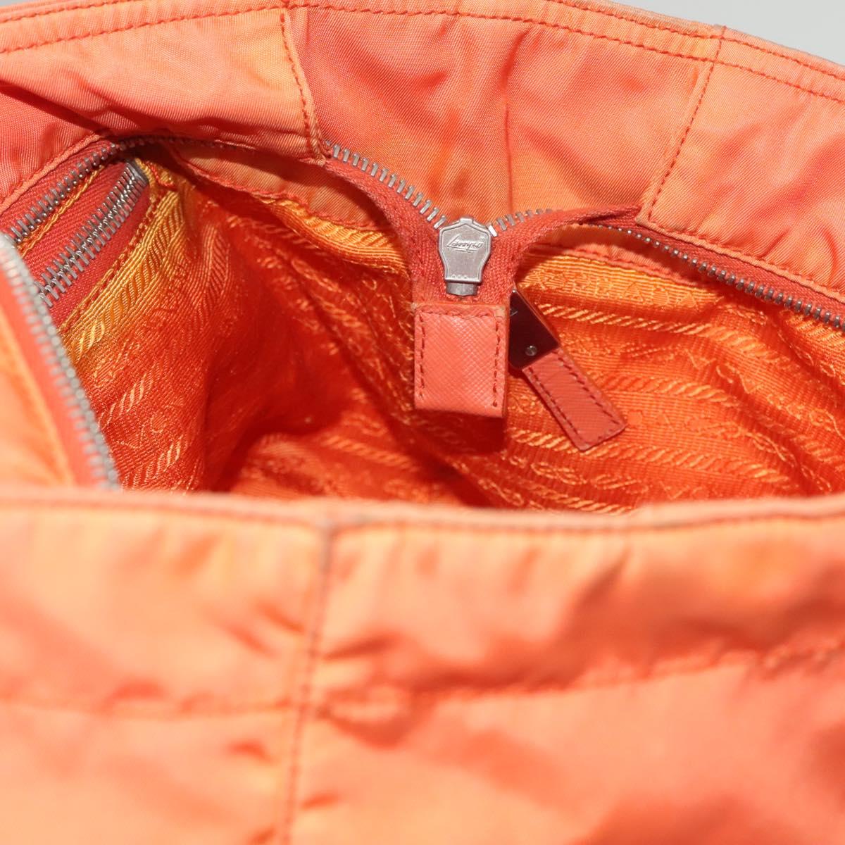 PRADA Tote Bag Nylon Orange Silver Auth 132636