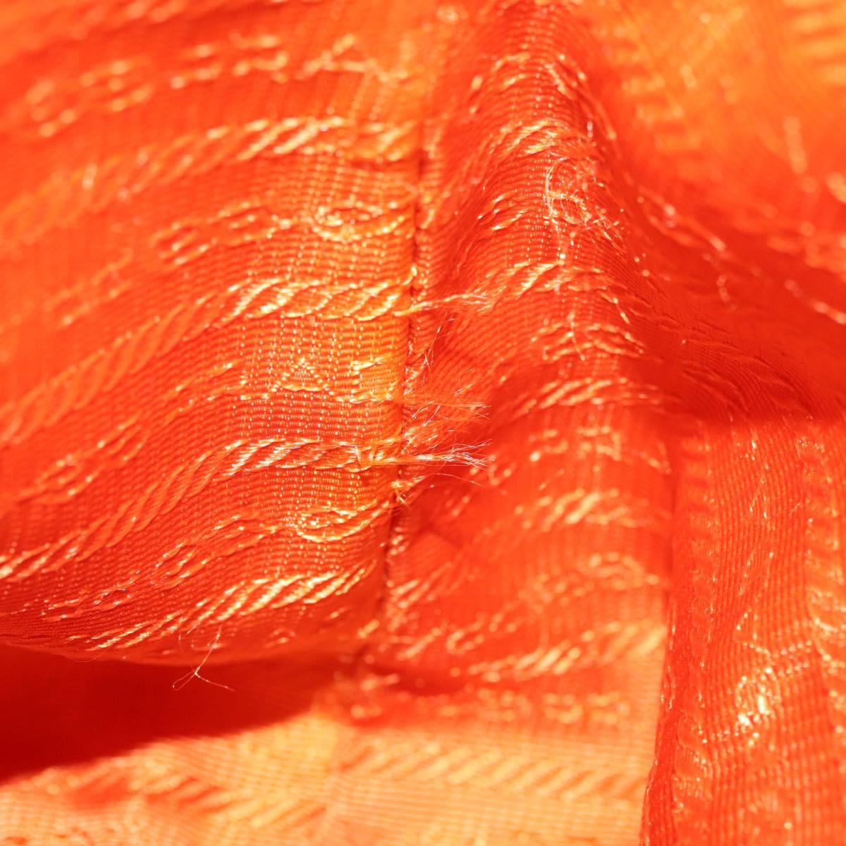 PRADA Tote Bag Nylon Orange Silver Auth 132636