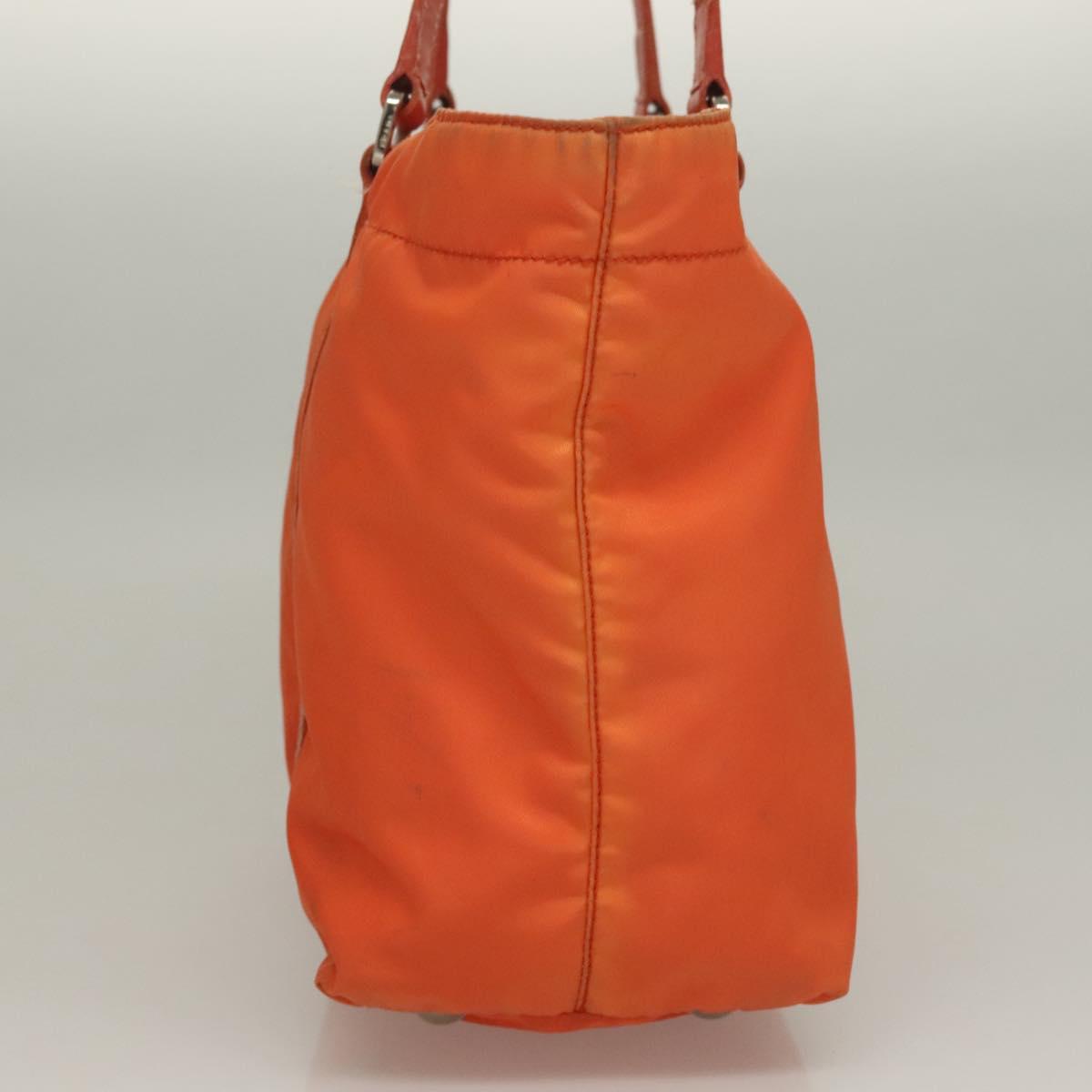 PRADA Tote Bag Nylon Orange Silver Auth 132636