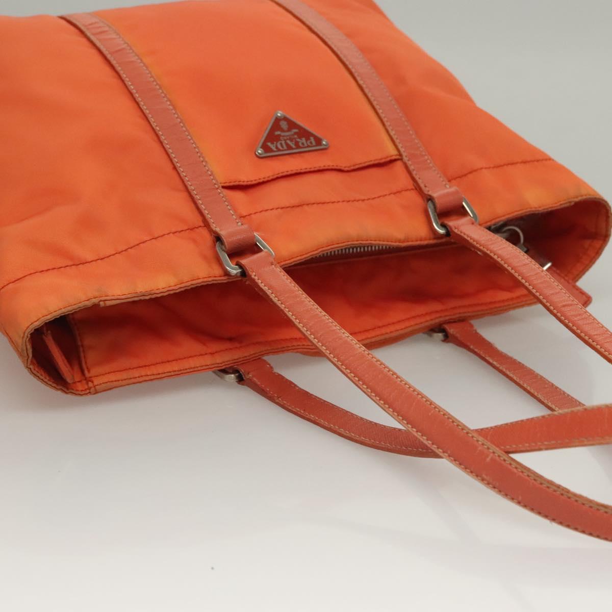 PRADA Tote Bag Nylon Orange Silver Auth 132636