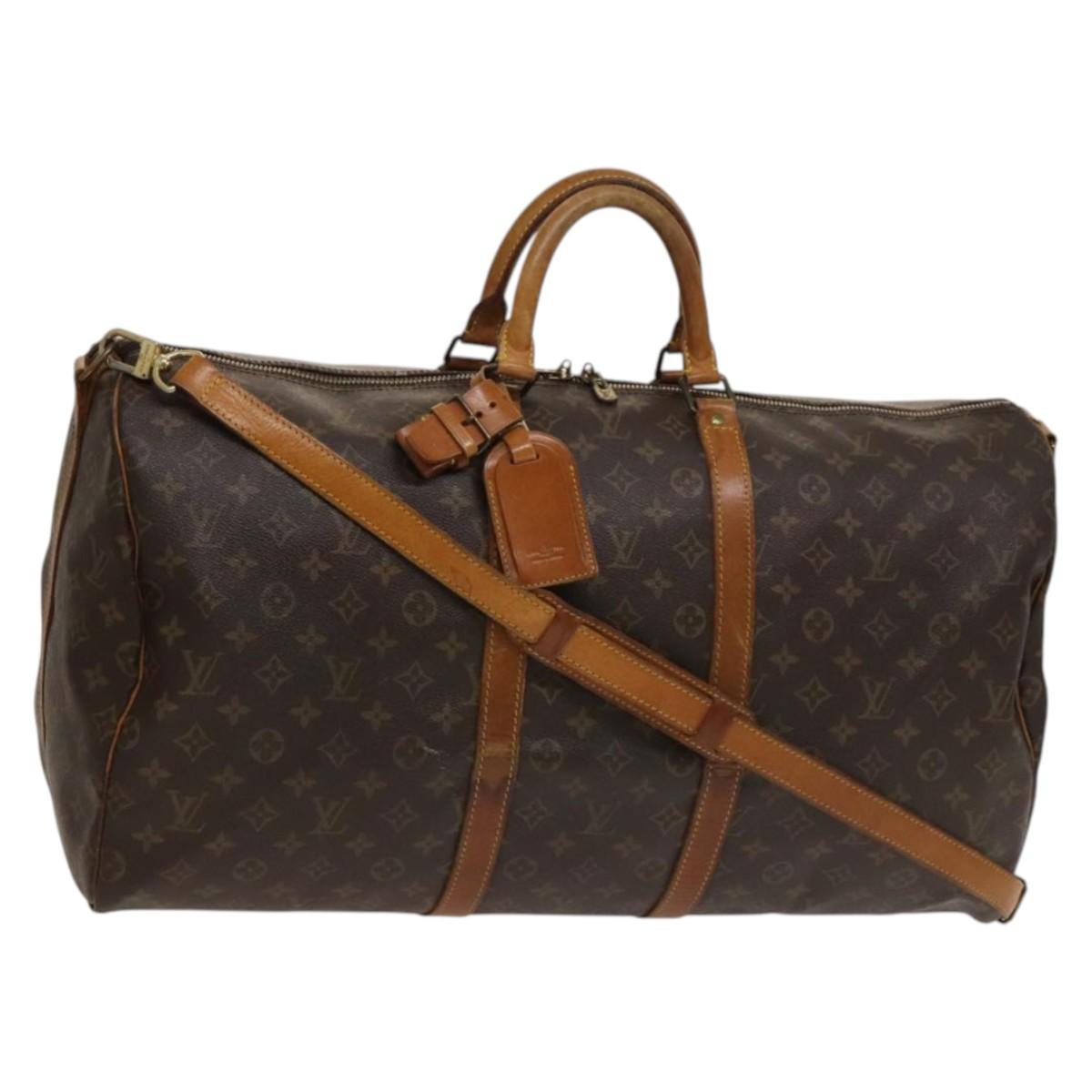 LOUIS VUITTON Monogram Keepall Bandouliere 55 Boston Bag M41414 LV Auth 132673