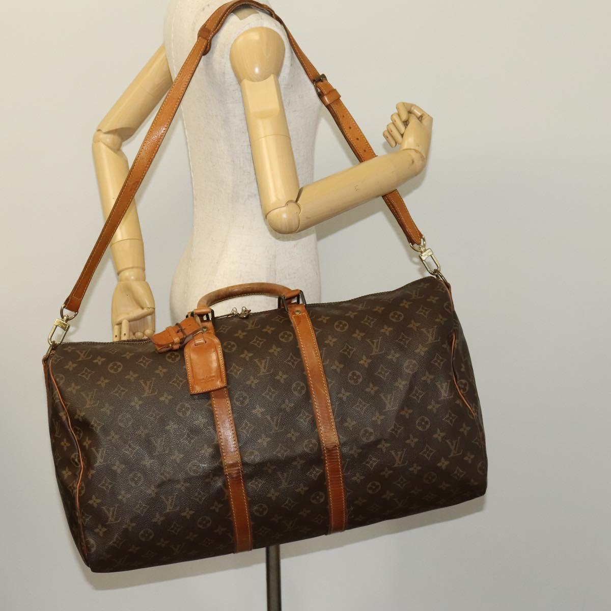 LOUIS VUITTON Monogram Keepall Bandouliere 55 Boston Bag M41414 LV Auth 132673